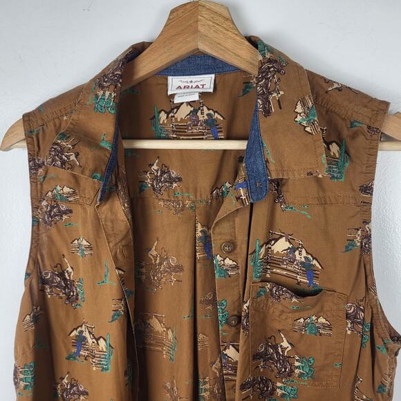 ARIAT Cowgirl Sleeveless Button Up Collared Western Top | Large - Picture 4 of 12